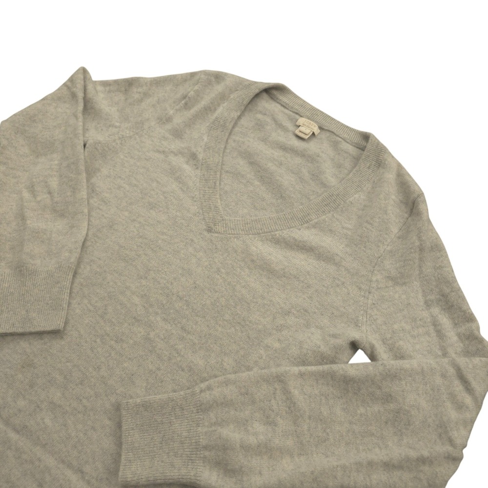 J.Crew V-Neck Sweater Women S Heathered Gray Cashmere Classic Soft Minimalist
